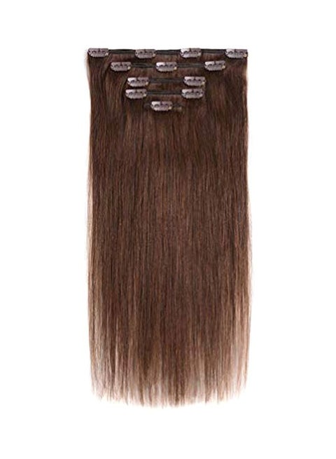 5-Piece Straight Hair Extension Brown 14inch