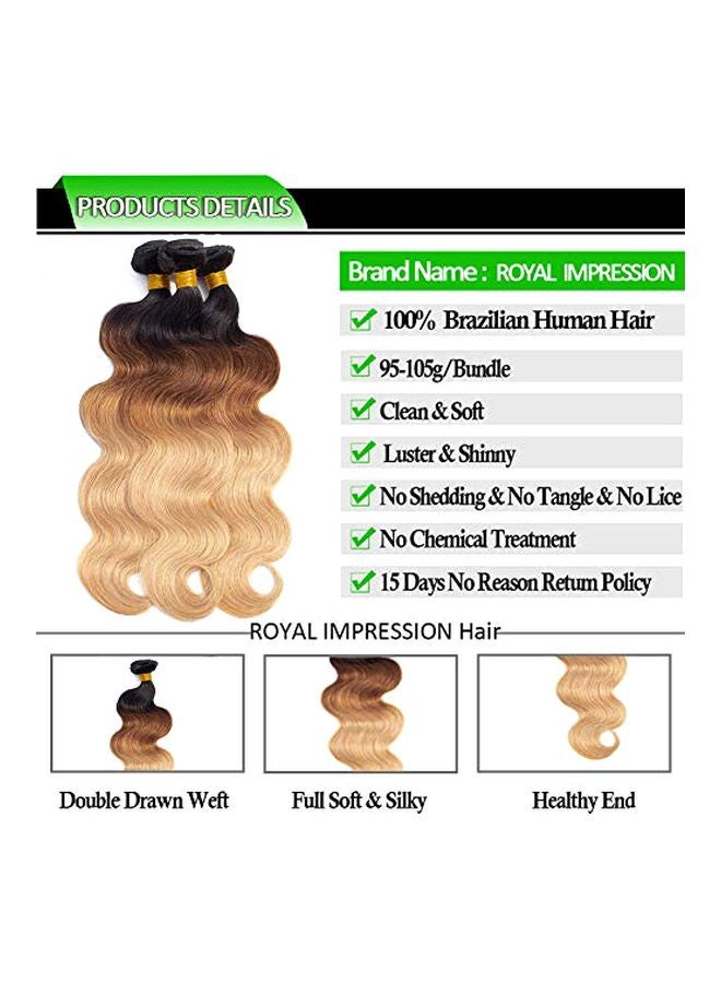 ROYAL IMPRESSION Pack Of 3 Unprocessed 10A Ombre Brazilian Hair Extensions Black/Blond  - Image 2