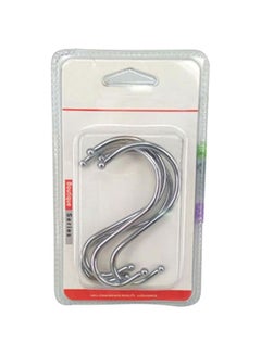 EW 4-Piece Stainless Steel S Shape Hook Silver 10x5cm 