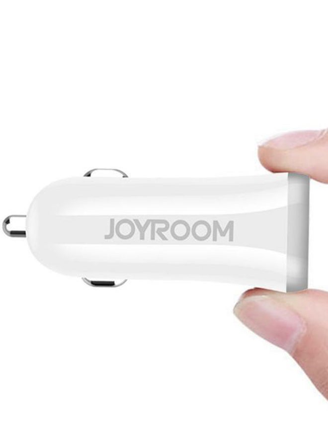 شاحن سيارة بمنفذي USB أبيض - Image 2