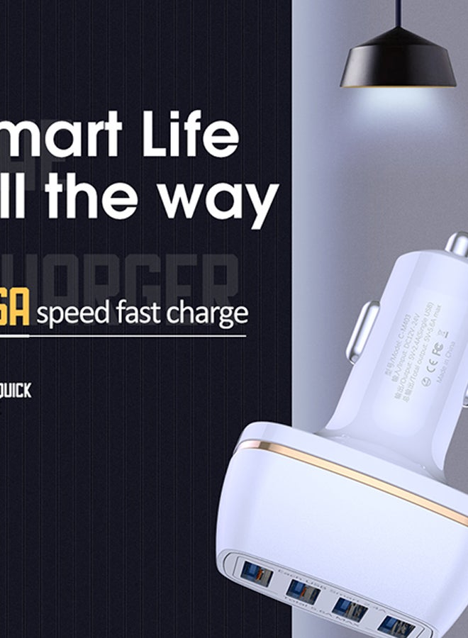 شاحن سيارة مزود بعدد 4 منافذ USB أبيض - Image 2