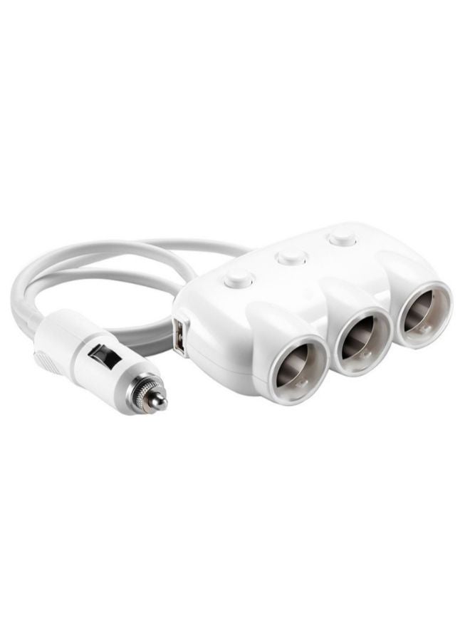 Dual USB Car Charger White - Image 1