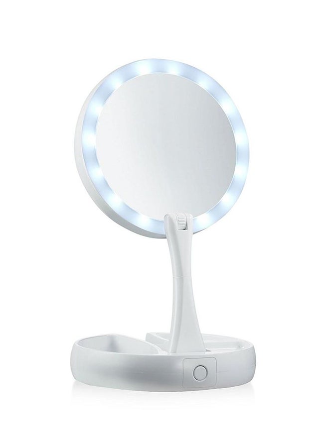 Foldable Magnification Makeup Mirror With Led Light White - Image 2