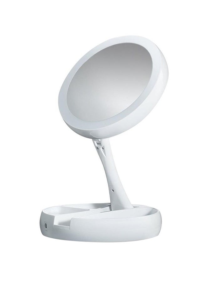 Foldable Magnification Makeup Mirror With Led Light White - Image 1