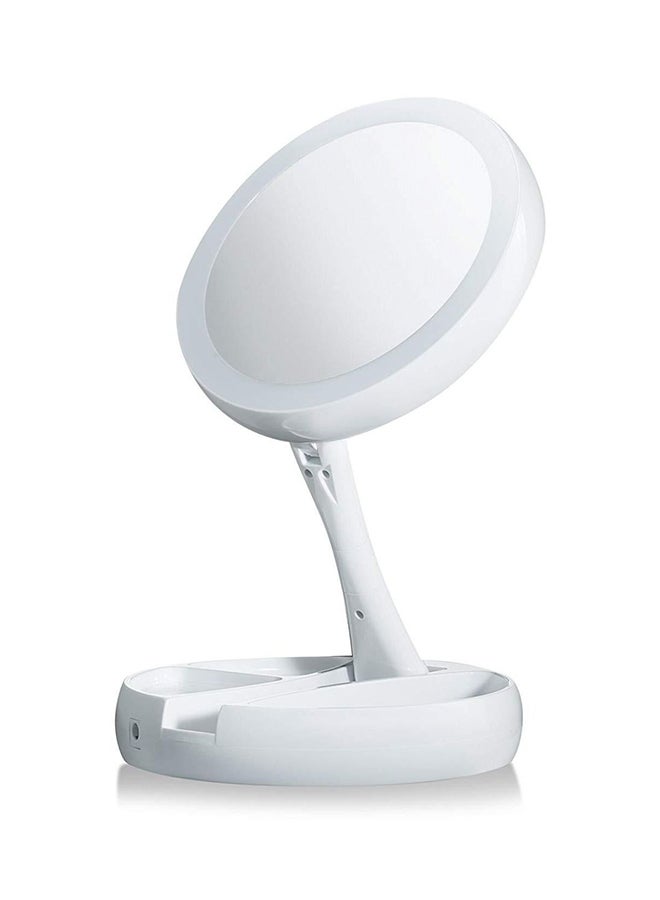 مرآة مكياج مكبر قابلة للطي مع ضوء LED أبيض - Image 2