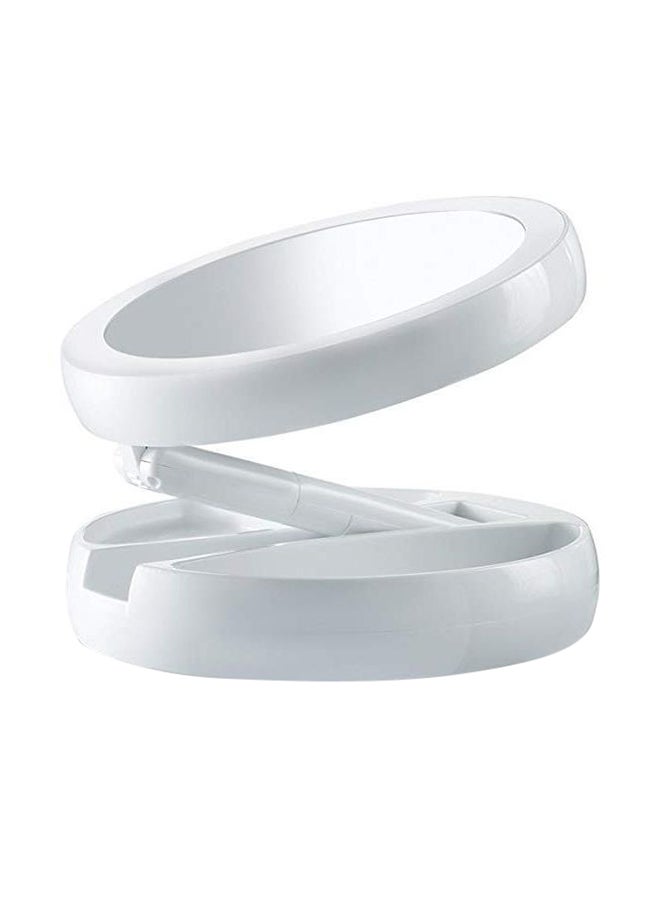 Foldable Magnification Makeup Mirror With Led Light White - Image 1