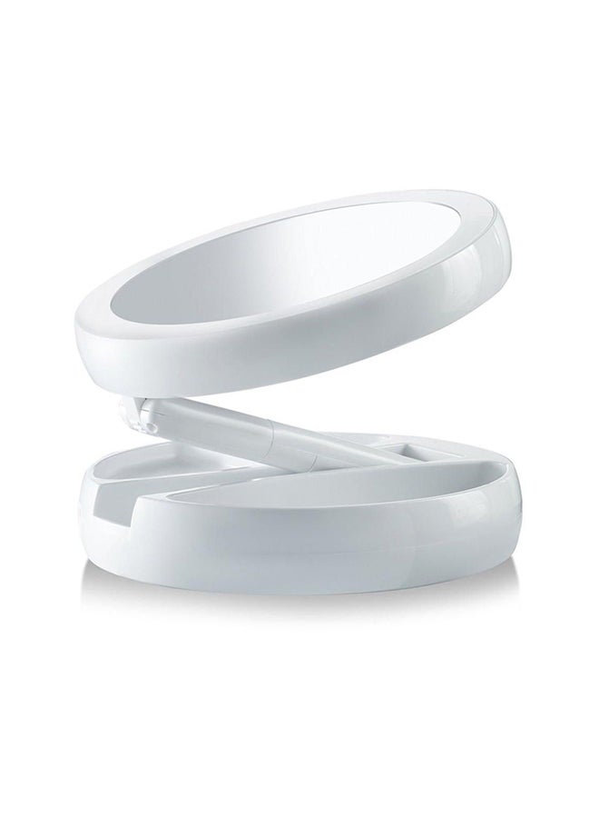 Foldable Magnification Makeup Mirror With Led Light White - Image 3
