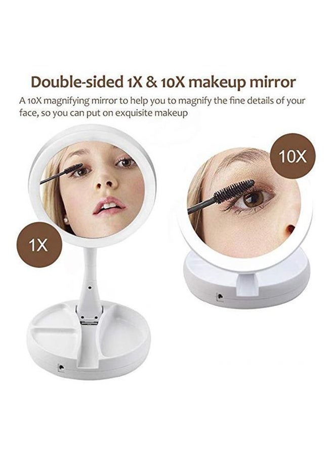 Foldable Magnification Makeup Mirror With Led Light White - Image 3
