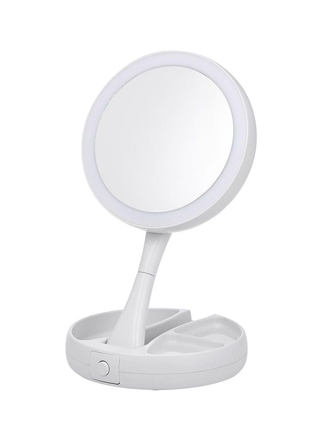 مرآة مكياج مكبر قابلة للطي مع ضوء LED أبيض - Image 2