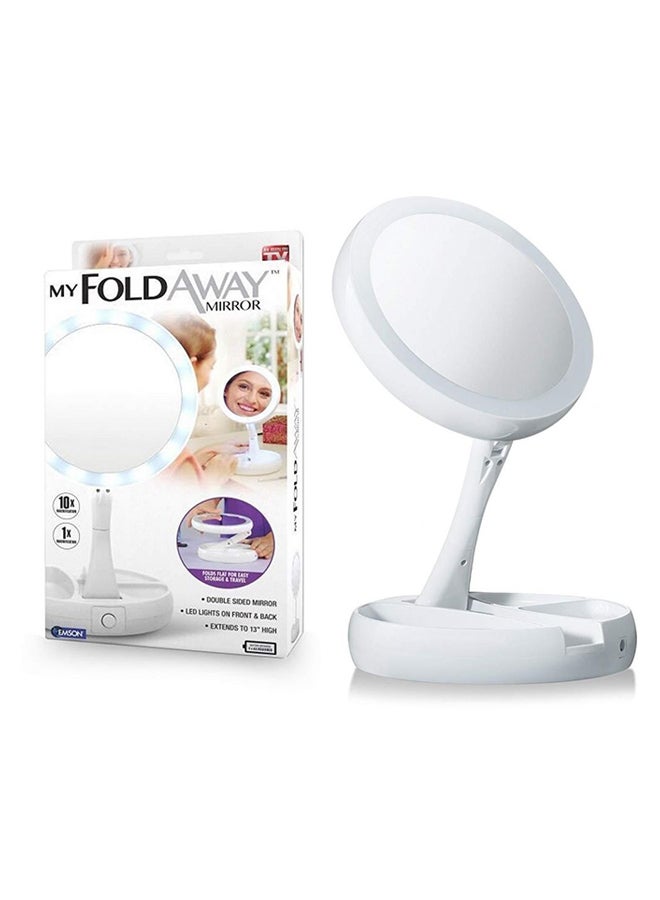 مرآة مكياج مكبر قابلة للطي مع ضوء LED أبيض - Image 3