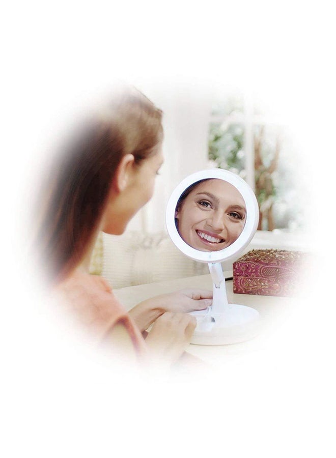مرآة مكياج مكبر قابلة للطي مع ضوء LED أبيض - Image 4
