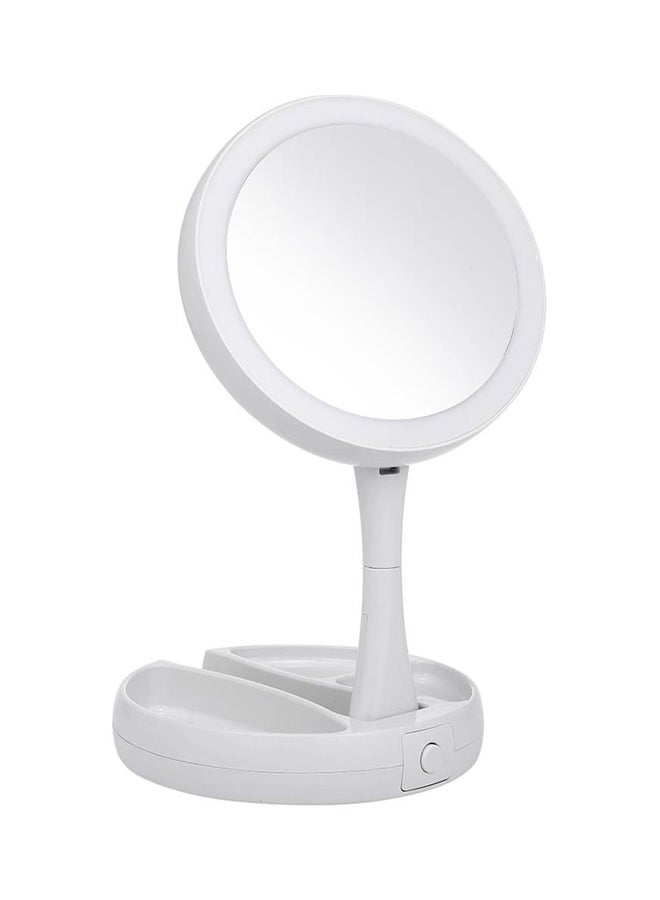 مرآة مكياج مكبر قابلة للطي مع ضوء LED أبيض - Image 1