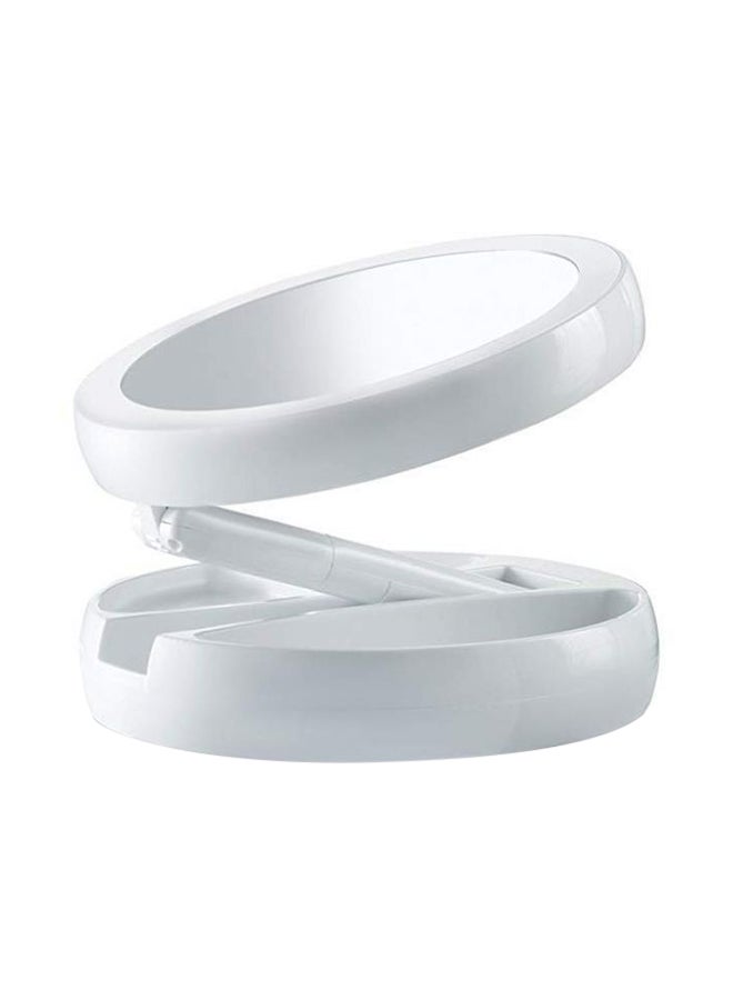 مرآة مكياج مكبر قابلة للطي مع ضوء LED أبيض - Image 1