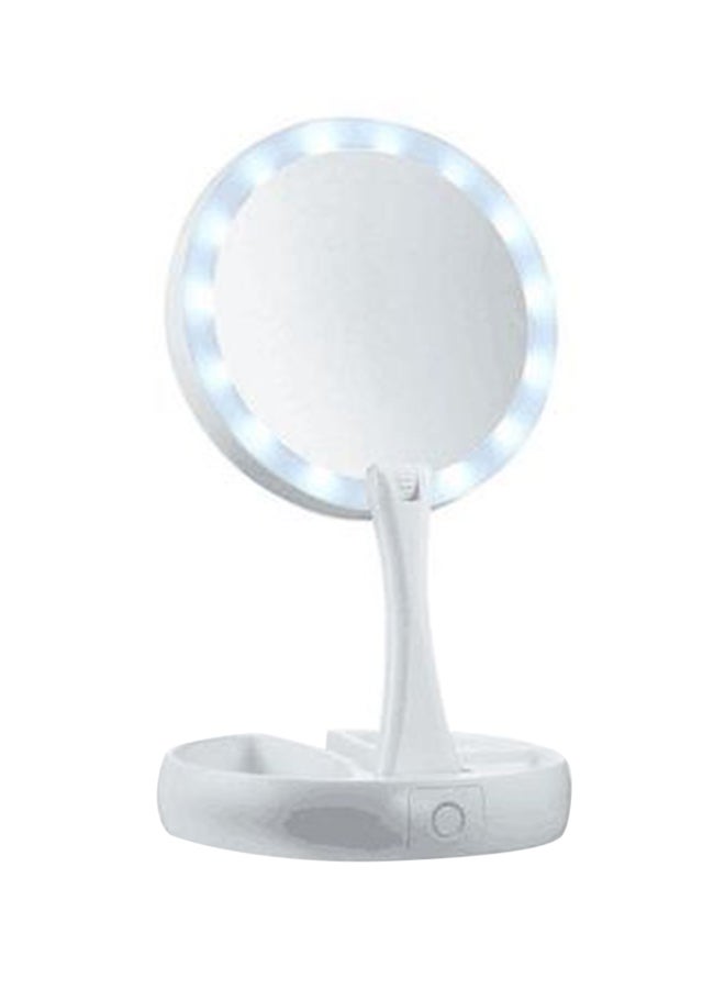 Foldable Magnification Makeup Mirror With Led Light White - Image 1