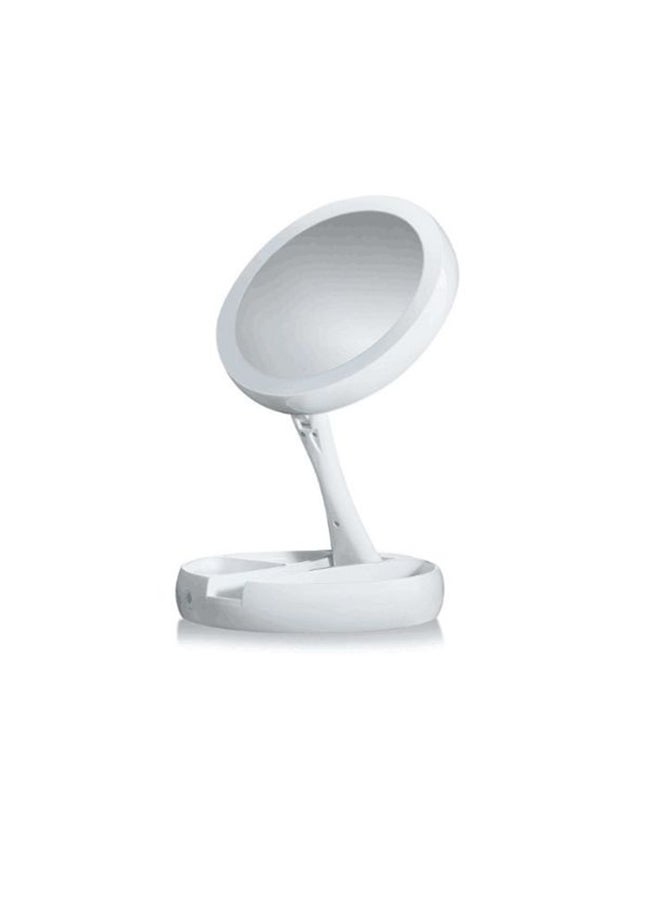 Foldable Magnification Makeup Mirror With Led Light White - Image 2