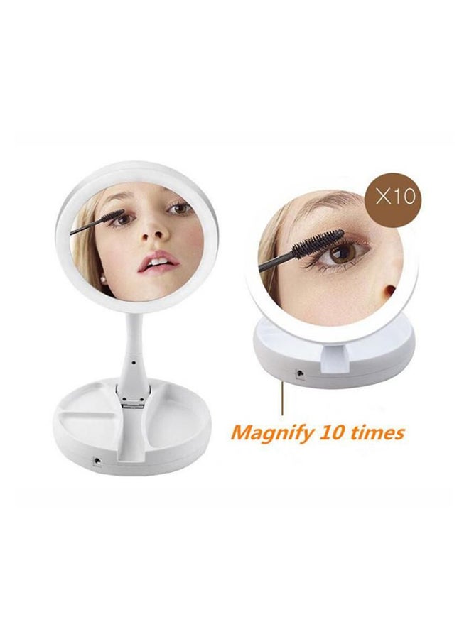 Foldable Magnification Makeup Mirror With Led Light White - Image 3