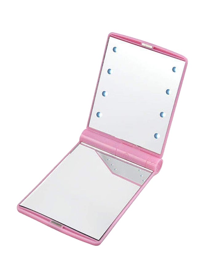 Portable 8 Led Mini Makeup Mirror With Cloth Bag Pink - Image 1