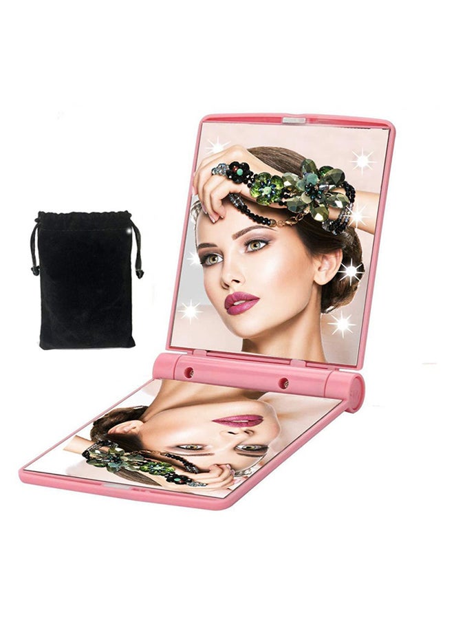 Portable 8 Led Mini Makeup Mirror With Cloth Bag Pink - Image 4