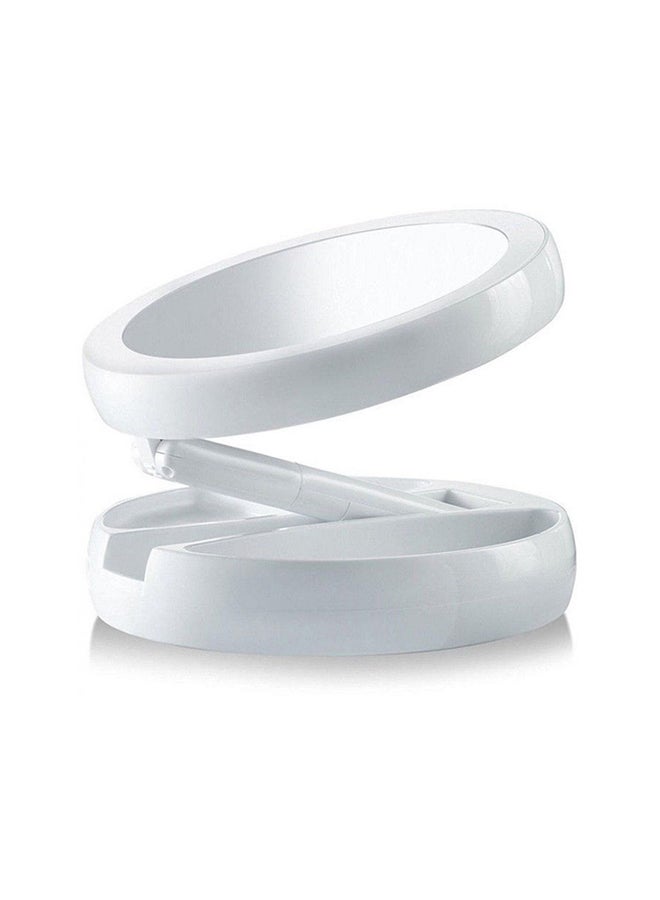 مرآة مكياج مكبر قابلة للطي مع ضوء LED أبيض - Image 2