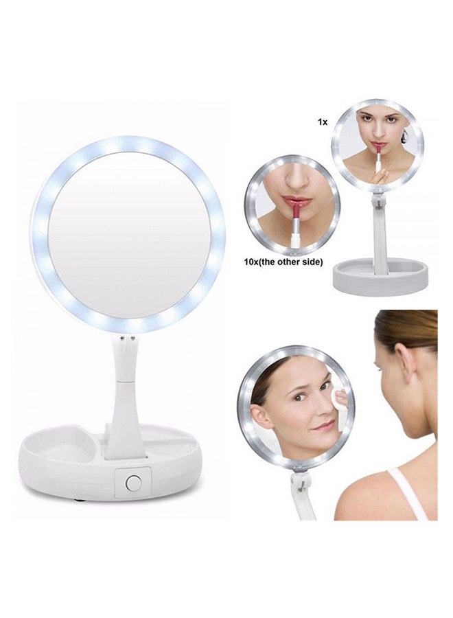 مرآة مكياج مكبر قابلة للطي مع ضوء LED أبيض - Image 3