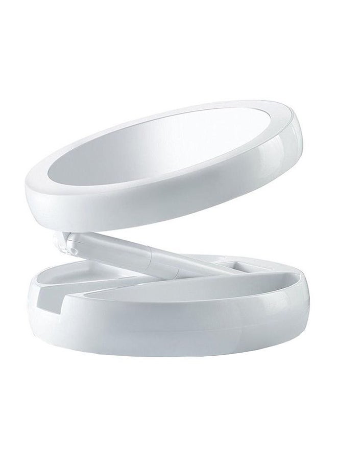 Foldable Magnification Makeup Mirror With Led Light White - Image 1