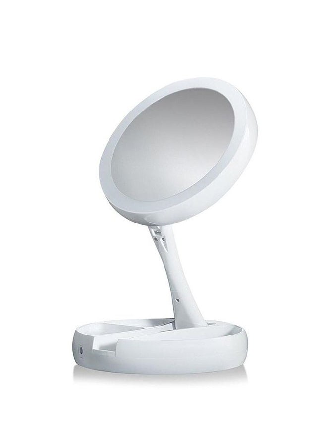 Foldable Magnification Makeup Mirror With Led Light White - Image 2