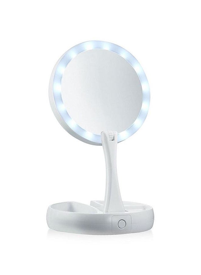 Foldable Magnification Makeup Mirror With Led Light White - Image 3