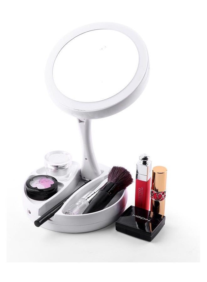 Foldable Magnification Makeup Mirror With Led Light White - Image 4