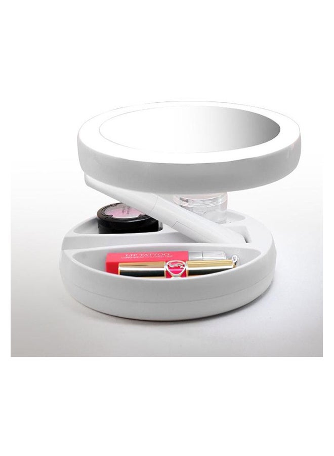 Foldable Magnification Makeup Mirror With Led Light White - Image 5