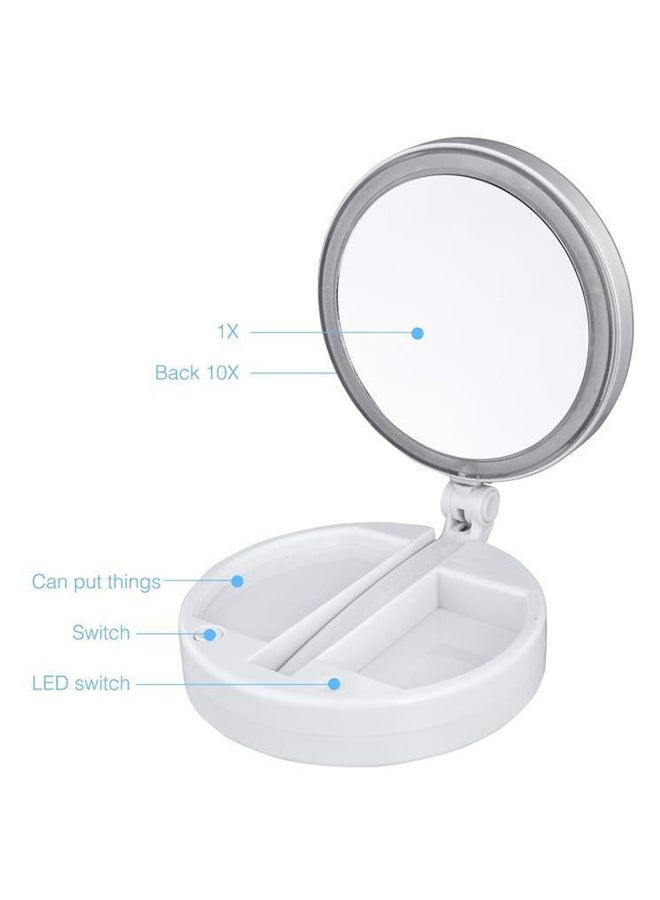Foldable With Led Light And Magnification Makeup Mirror For Travel White - Image 3