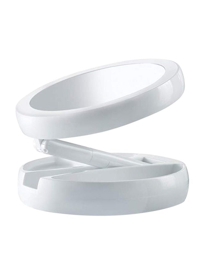Foldable Magnification Makeup Mirror With Led Light White - Image 1