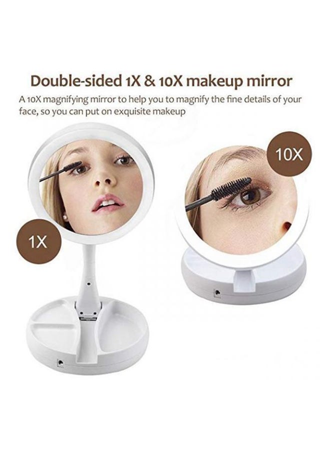 Foldable Magnification Makeup Mirror With Led Light White - Image 3