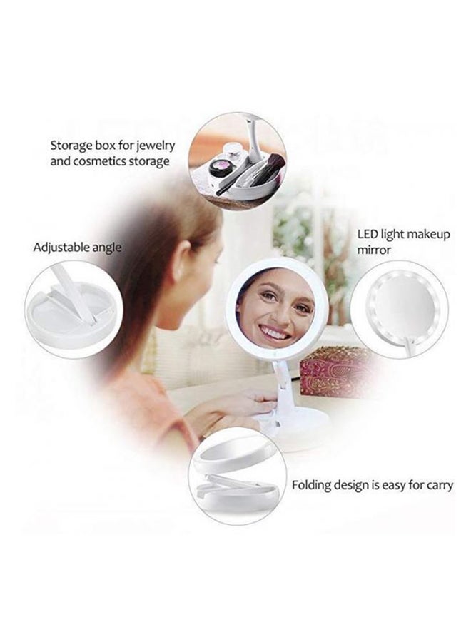 Foldable Magnification Makeup Mirror With Led Light White - Image 4