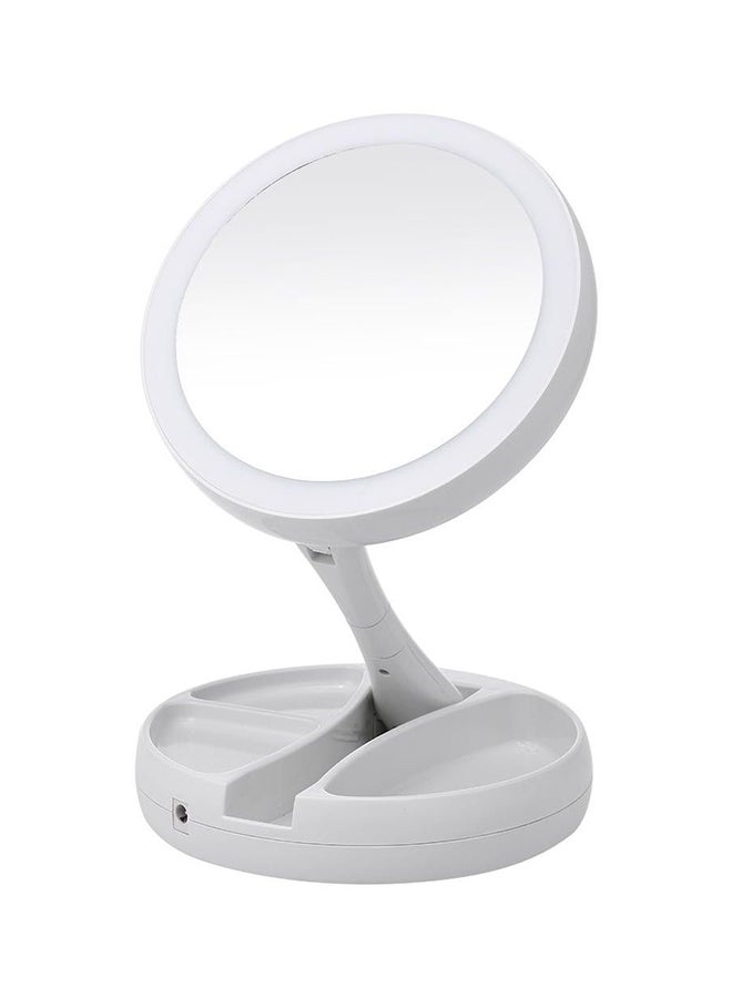 Foldable Magnification Makeup Mirror With Led Light White - Image 1