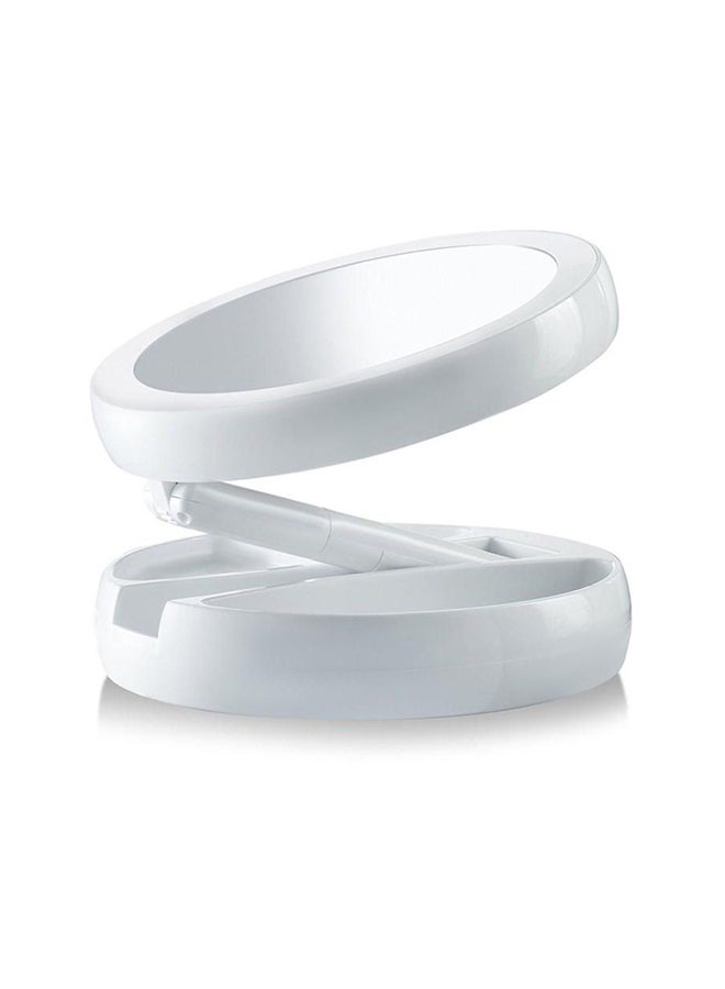Foldable With Led Light And Magnification Makeup Mirror For Travel White - Image 2