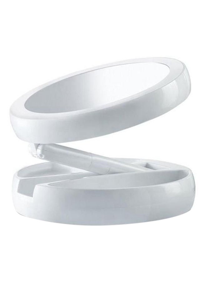 مرآة مكياج مكبر قابلة للطي مع ضوء LED أبيض - Image 1