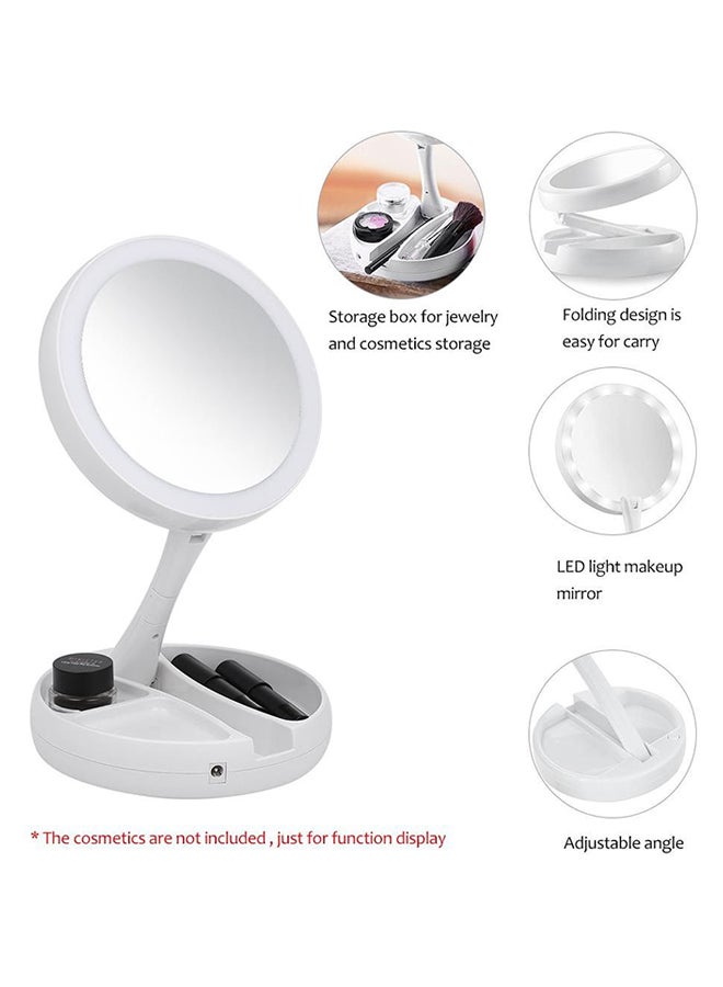 Foldable Magnification Makeup Mirror With Led Light White - Image 4