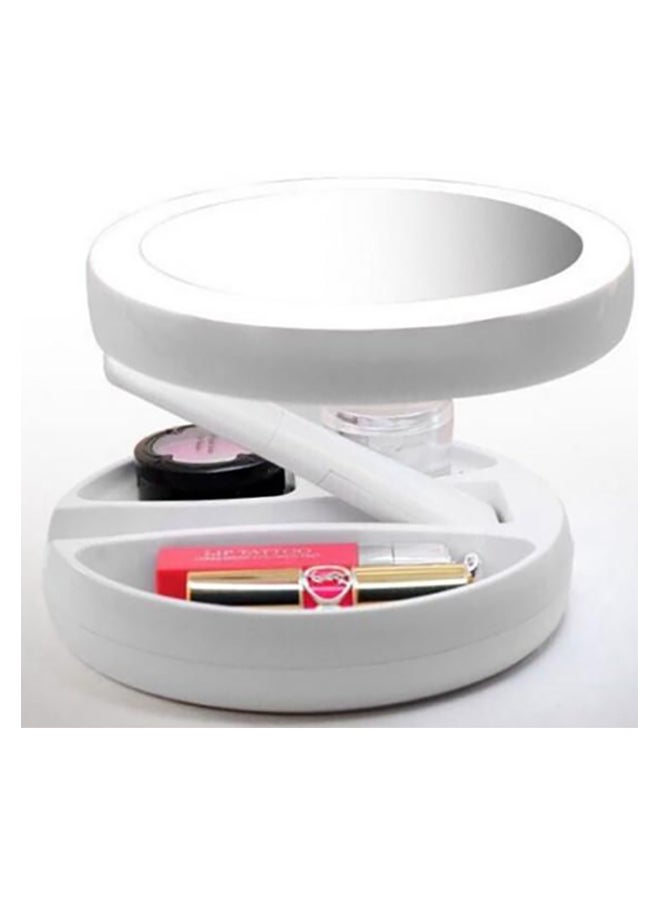 مرآة مكياج مكبر قابلة للطي مع ضوء LED أبيض - Image 2