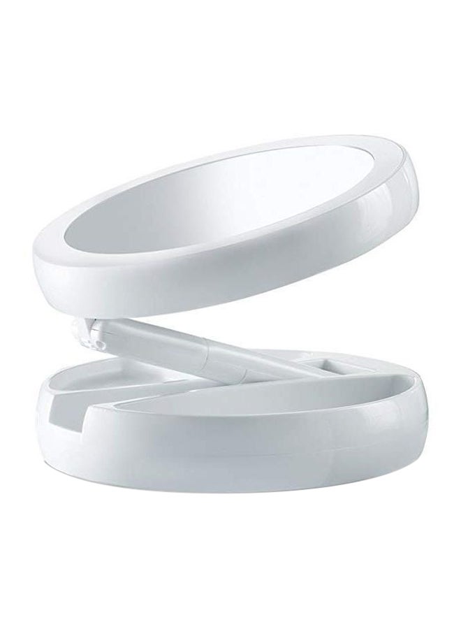 مرآة مكياج مكبر قابلة للطي مع ضوء LED أبيض - Image 1