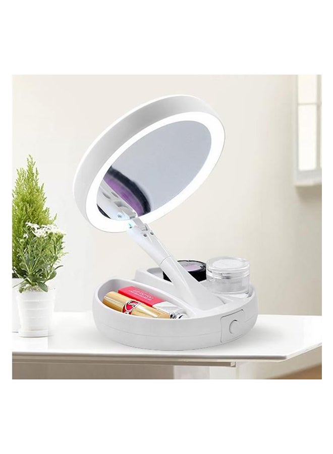 مرآة مكياج مكبر قابلة للطي مع ضوء LED أبيض - Image 5