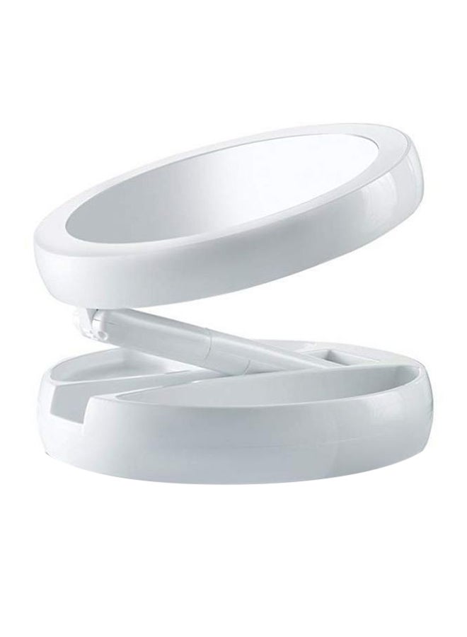 مرآة مكياج مكبر قابلة للطي مع ضوء LED أبيض - Image 1