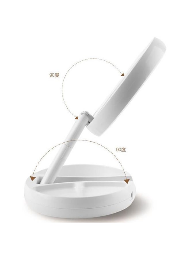 مرآة مكياج مكبر قابلة للطي مع ضوء LED أبيض - Image 2