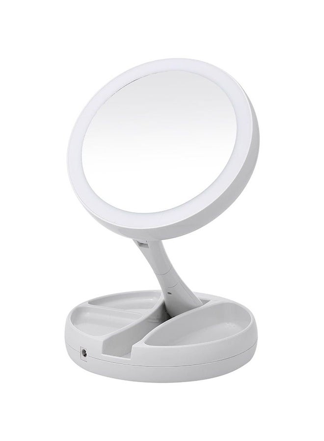 Foldable Magnification Makeup Mirror With Led Light White - Image 1