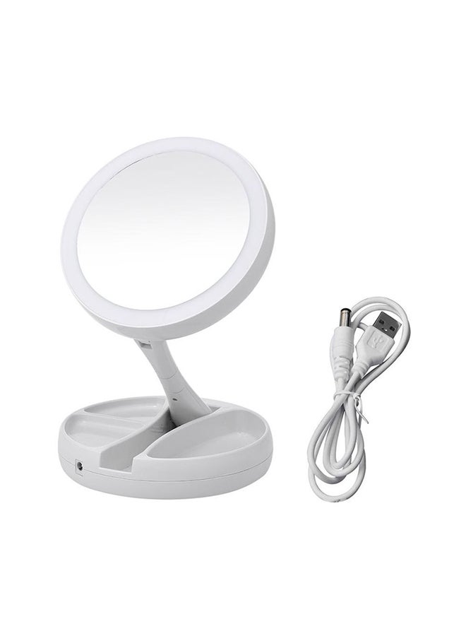 Foldable Magnification Makeup Mirror With Led Light White - Image 2
