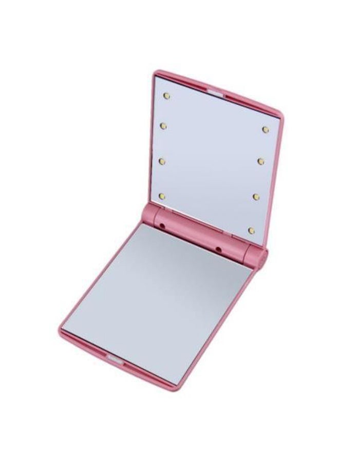 Portable Foldable Mini Makeup Mirror With 8 Led Light Pink