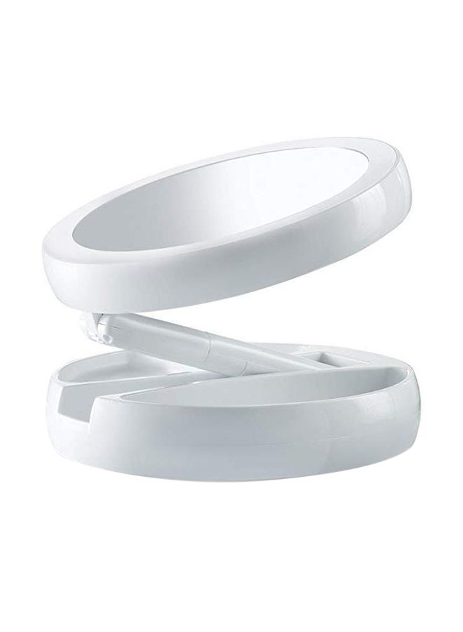 Foldable Magnification Makeup Mirror With Led Light White - Image 1
