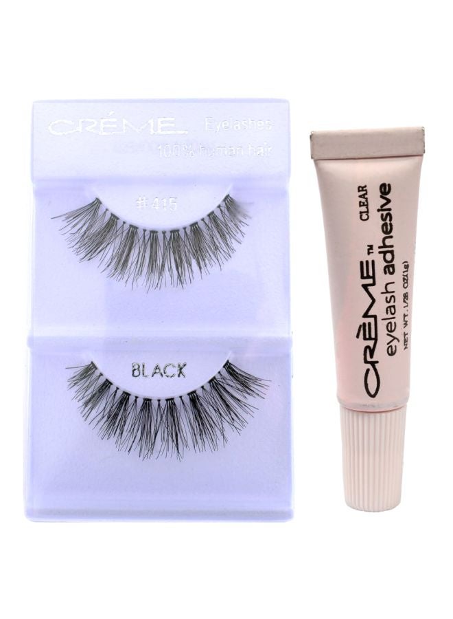 Creme 6-Pair False Eyelash Extension With Adhesive Black - Image 1