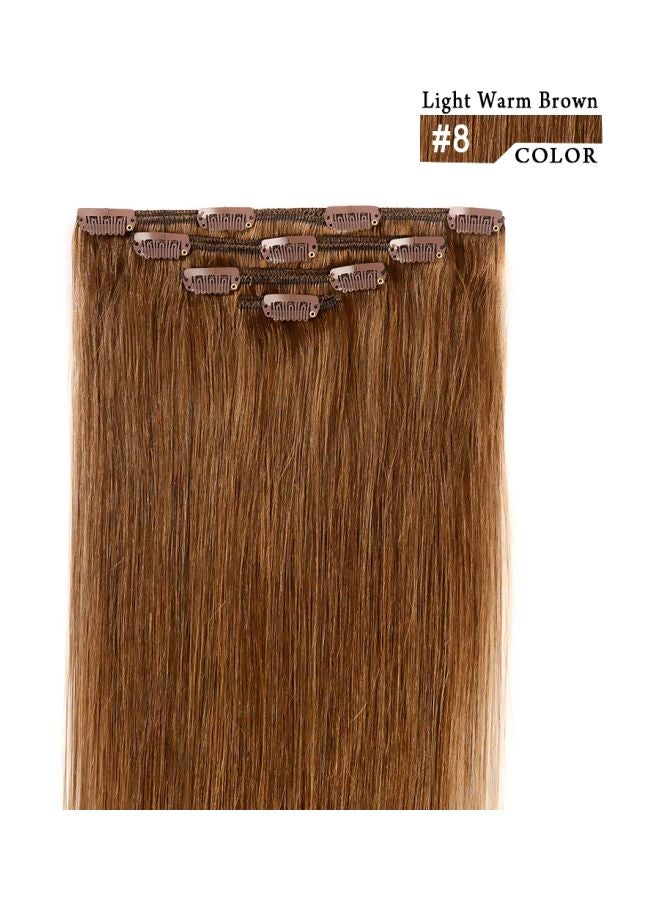 Winsky 4-Piece Clip In Straight Hair Extension 8 Light Warm Brown 16inch - Image 2