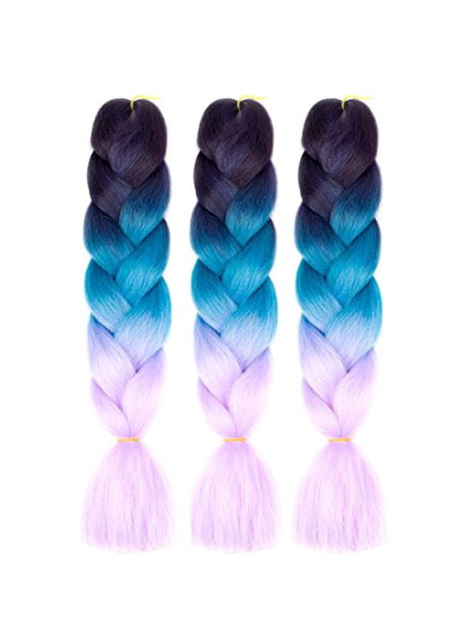 فوريفري مجموعة وصلات شعر مضفرة مكونة من 3 قطع أسود/ أزرق/ وردي 24بوصة - Image 1