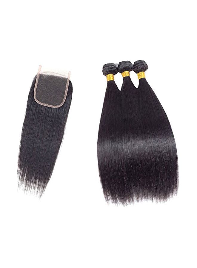ROYAL IMPRESSION 3-Piece Brazilian Straight Remy Hair Extension Bundle With Closure Black  - Image 1